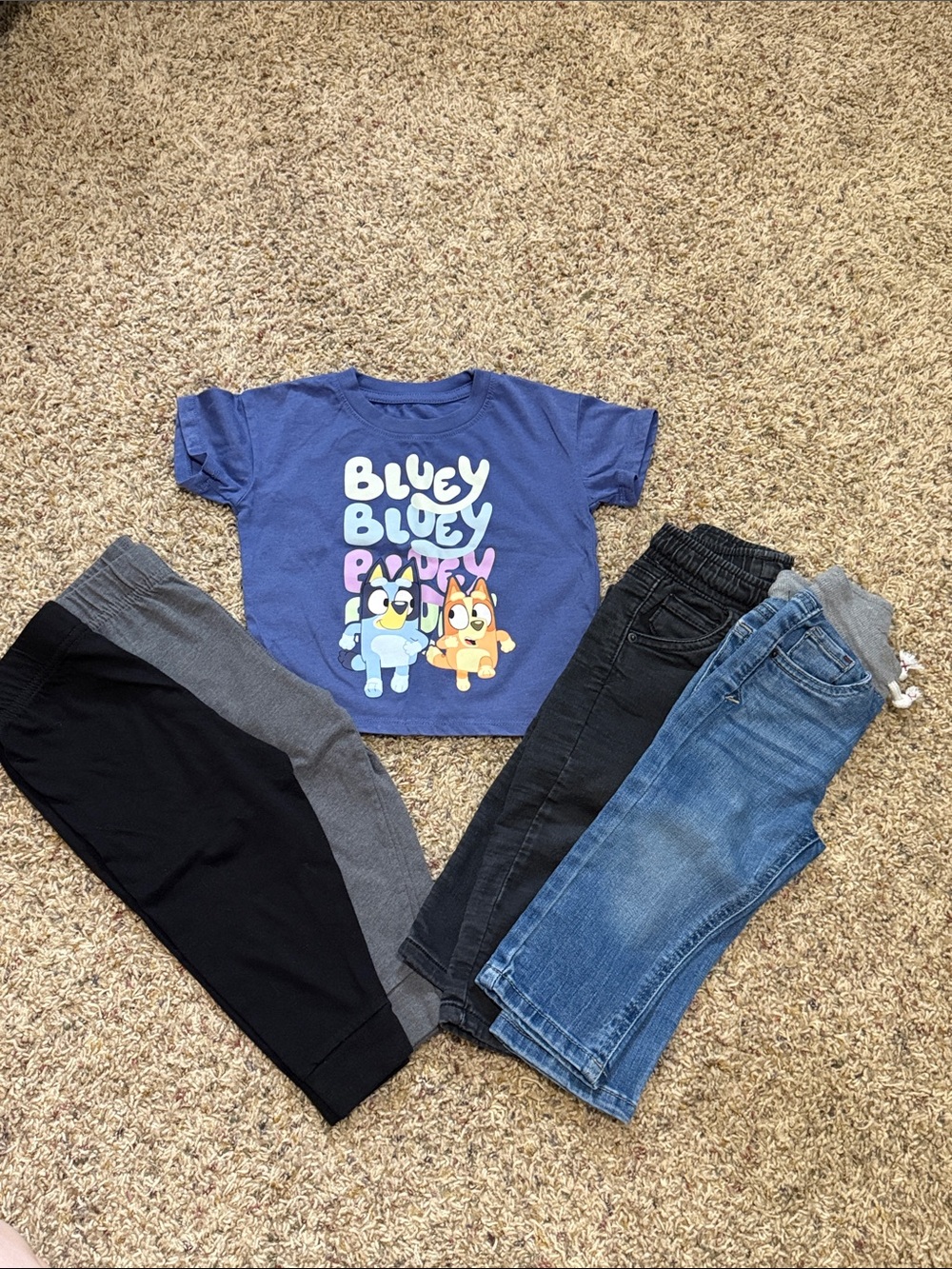 Kids Bluey Short Sleeve Tee - Blue Graphic Top and 4 pairs of pants